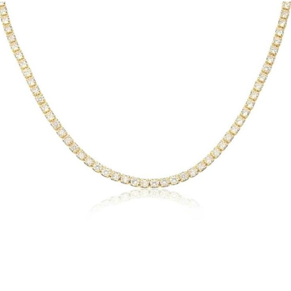 Pulseira riviera Laura Cristal redonda média banhada a ouro 18k 