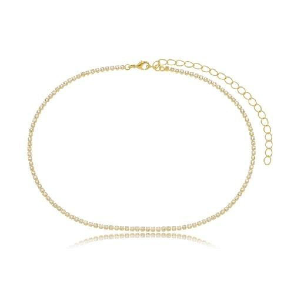 Pulseira riviera Laura Cristal redonda pequena banhada a ouro 18k 