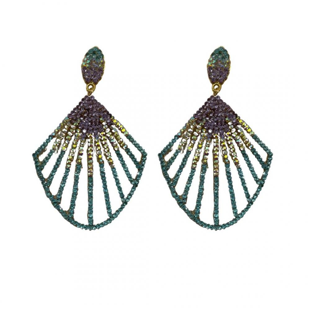 Brinco de strass banhado a ouro 18k 