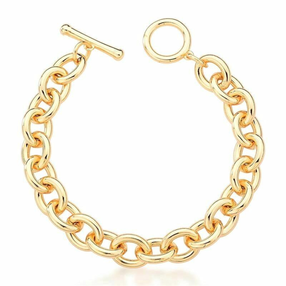 Pulseira de elo português com fecho T Valentina banhada a ouro 18k 