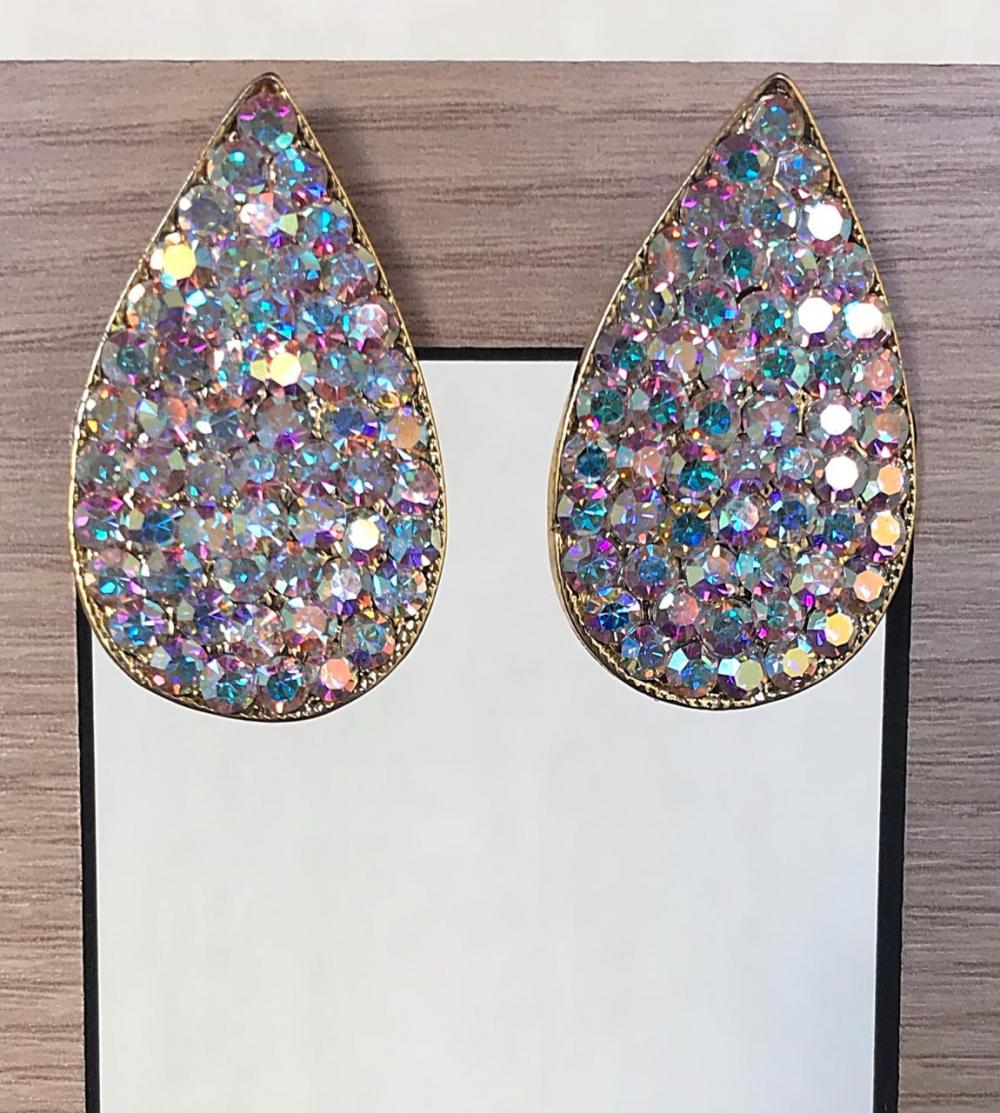 Brinco gota com strass