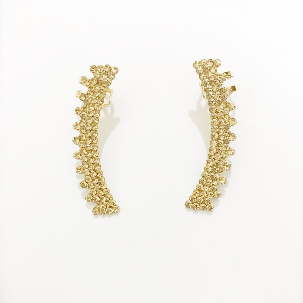 Brinco earcuff com strass Folheado a ouro 18kg