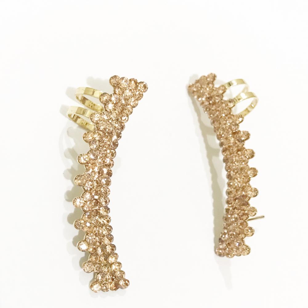 Brinco earcuff com strass Folheado a ouro 18kg