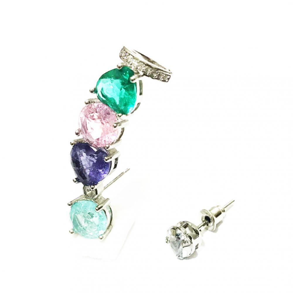 Brinco earcuff Prata com zircônia 