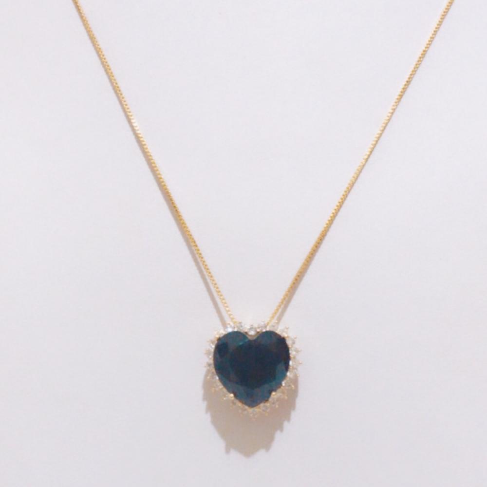Colar Coração Cravejado com zircônia folheado a Ouro 18k