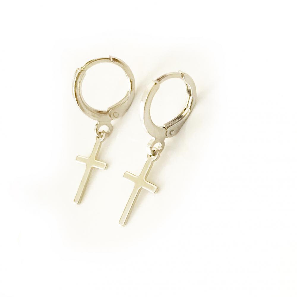 Brinco de argola pequena no prata Ródio Branco