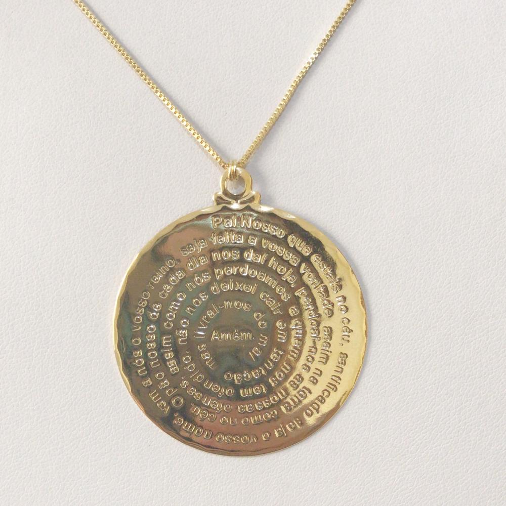 Colar Pai nosso Mandala Folheado a ouro 18k