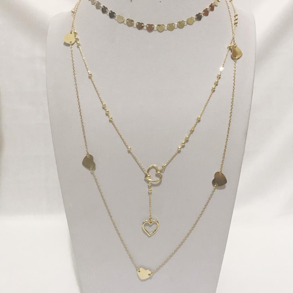 Mix de colares Coração Folheado a ouro 18k
