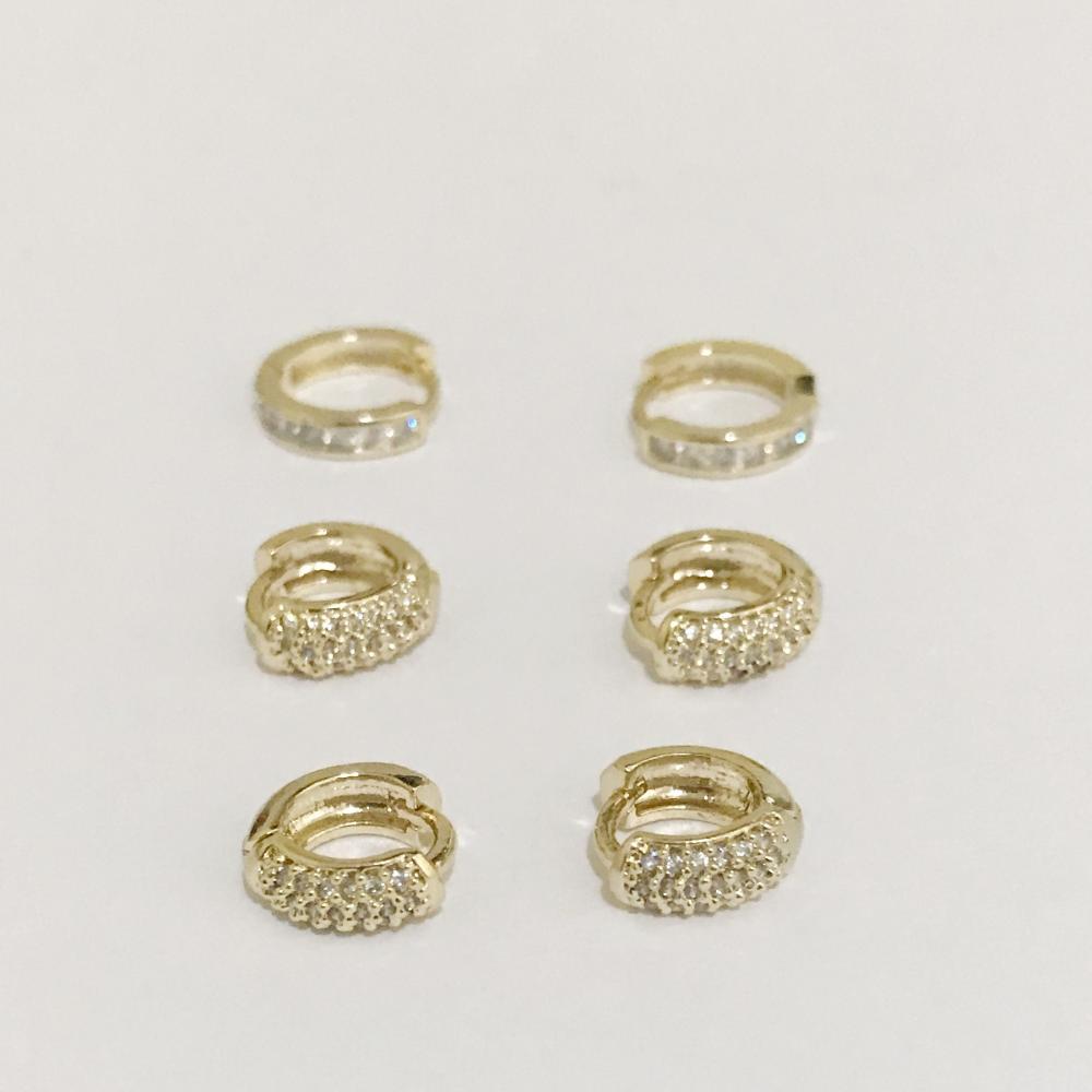 Brinco Trio de argolas folheado a ouro 18k