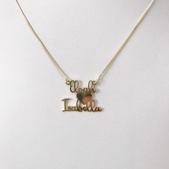 Colar personalizado com dois nomes (Escolha o seu banho)