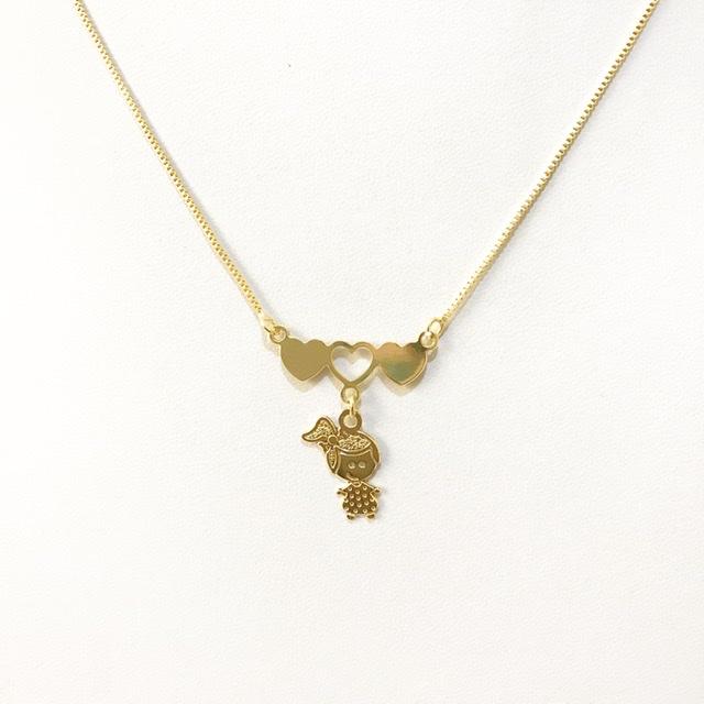 Colar Personalizado coração com pingente Folheado a ouro 18k
