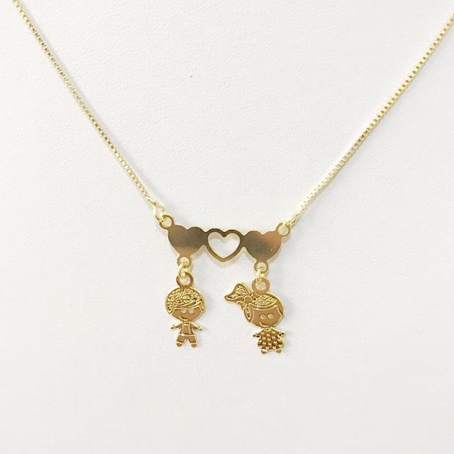 Colar Personalizado coração com pingente Folheado a ouro 18k