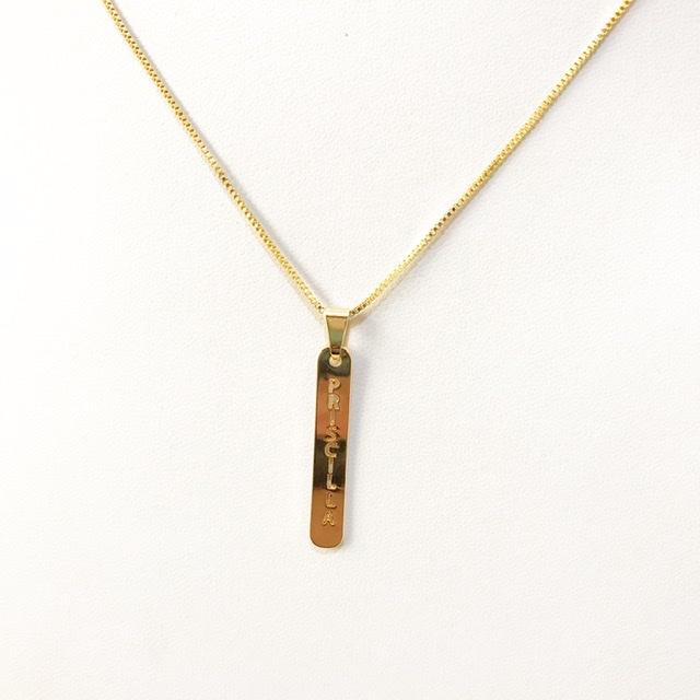 Colar Personalizado Plaquinha com nome (Escolha seu Banho)