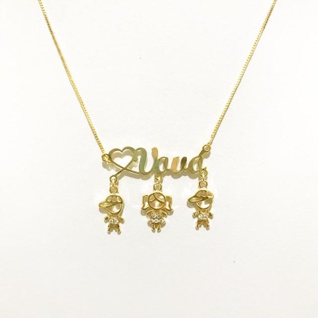 Colar Personalizado Vovó com Pingentes banhado a ouro 18k