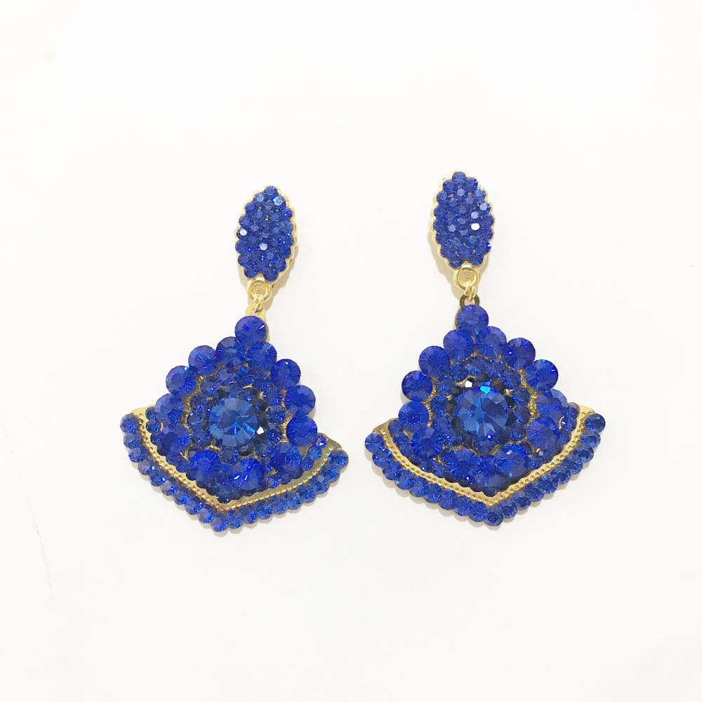 Brinco leque Médio com strass Folheado a ouro 18k