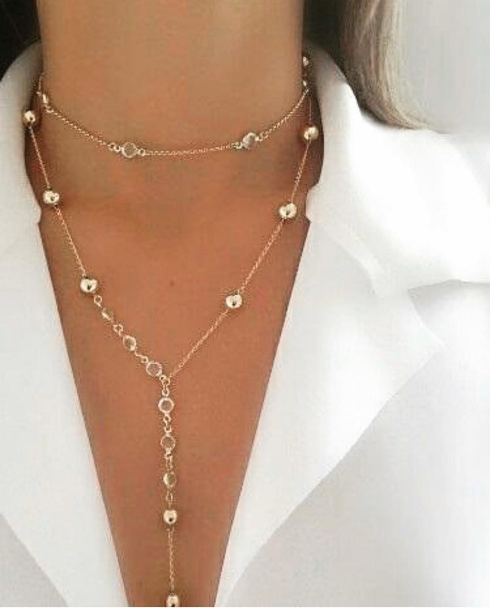 Mix de colar duplo com bola e zircônia folheado a ouro 18k