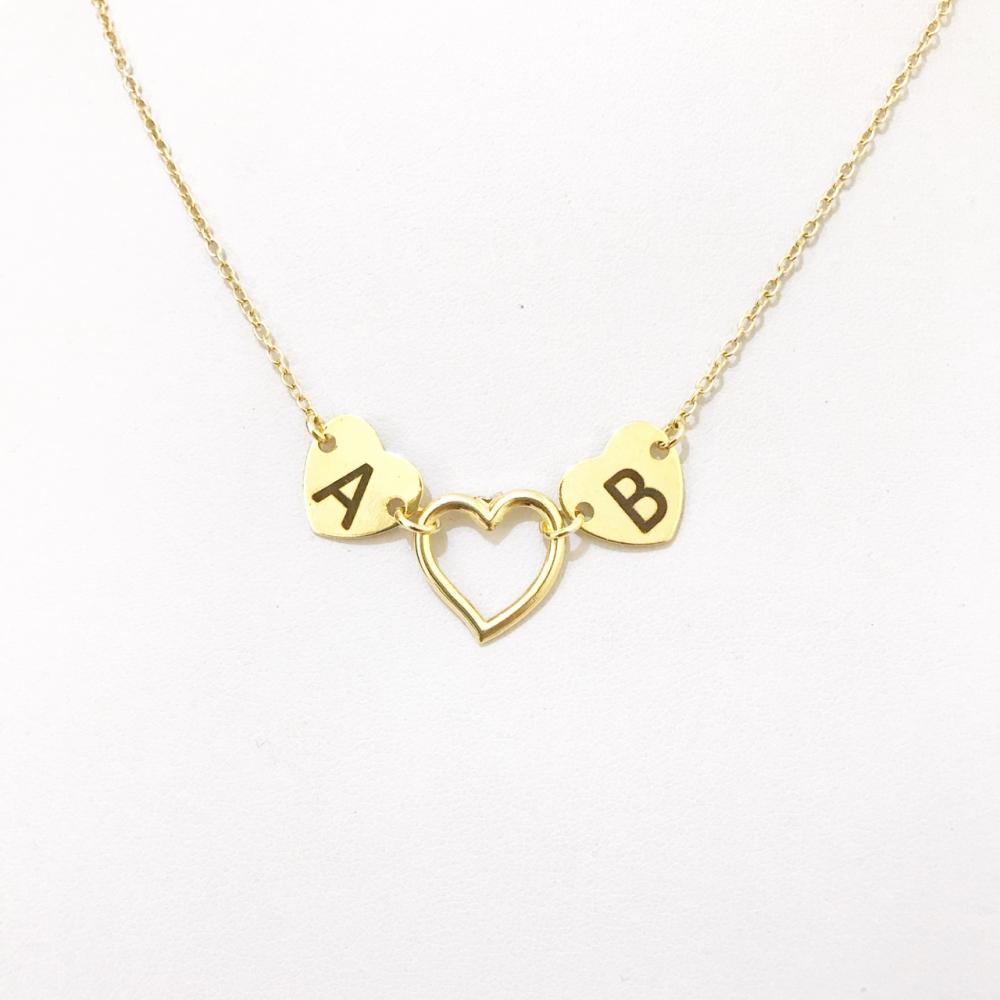 Colar Personalizado coração banhado a ouro 18k