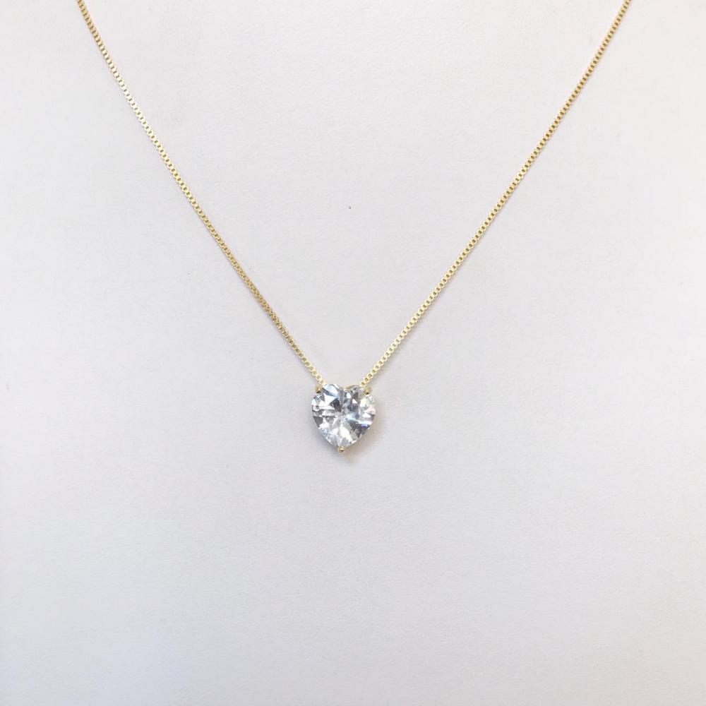 Colar coração com zircônia folheado a ouro 18k