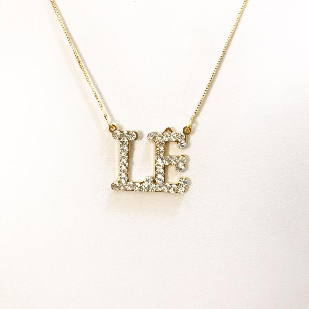 Colar Personalizado Monograma Letra com strass 