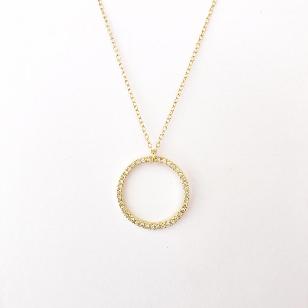 Colar geométrico com zircônia folheado a ouro 18k