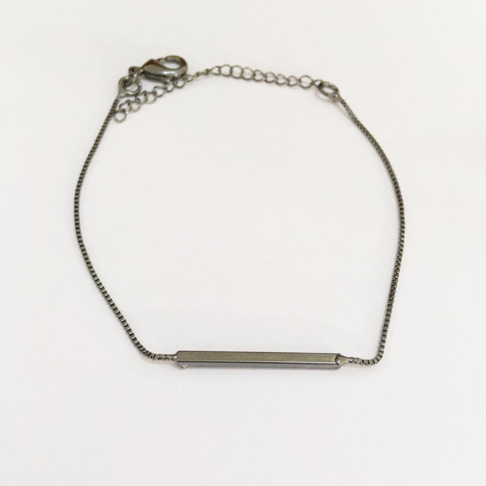 Pulseira minimalista ródio negro