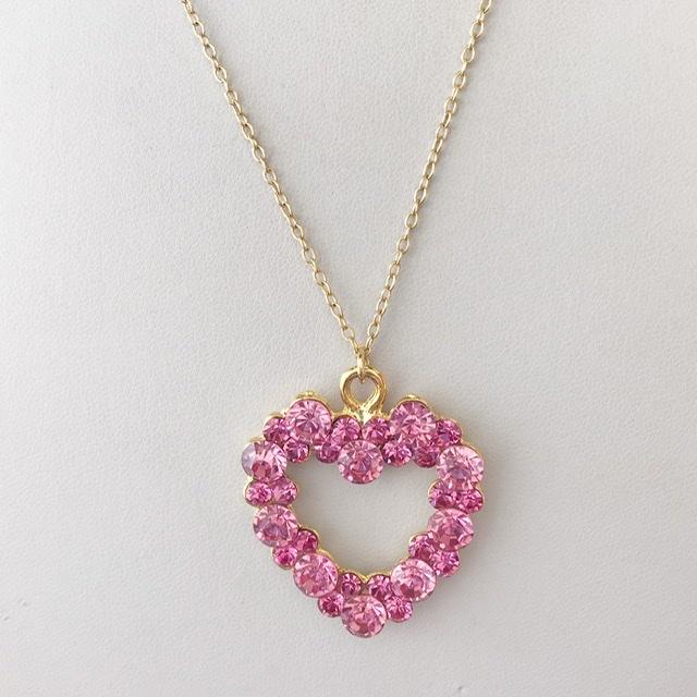 Colar Coração com strass Rose folheado a ouro 18k
