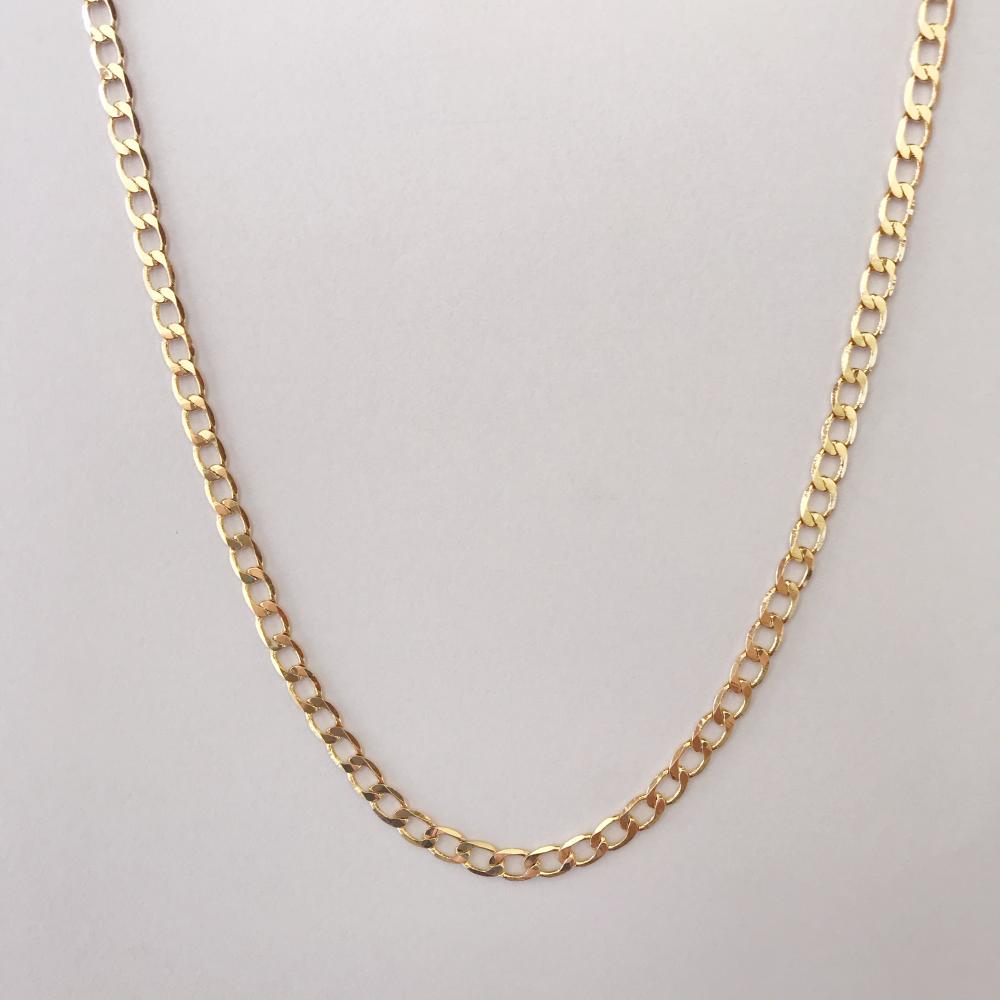 Colar longo corrente grume folheado a ouro 18k