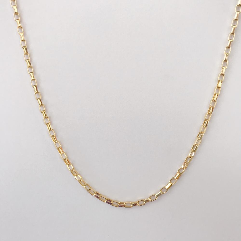 Colar longo corrente Cadeado folheado a ouro 18k