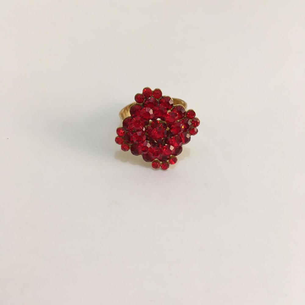 Anel regulável com strass folheado a ouro 18k 