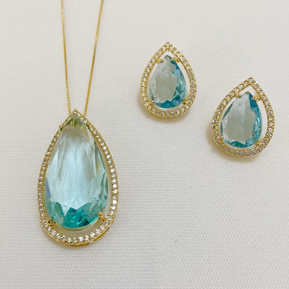 Colar de gota cravejado com zircônia folheado a ouro 18k