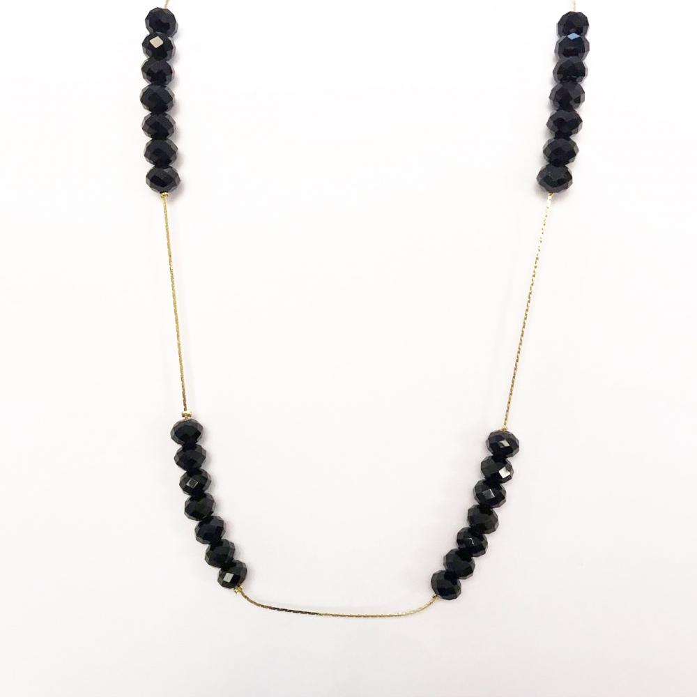 Colar longo com pedras folheado a ouro 18k 