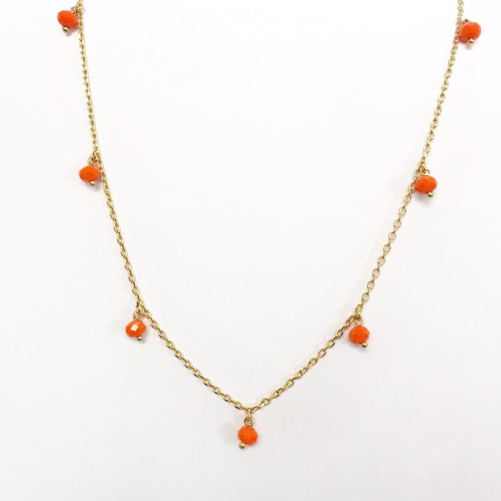 Colar longo com pedras de strass folheado a ouro 18k