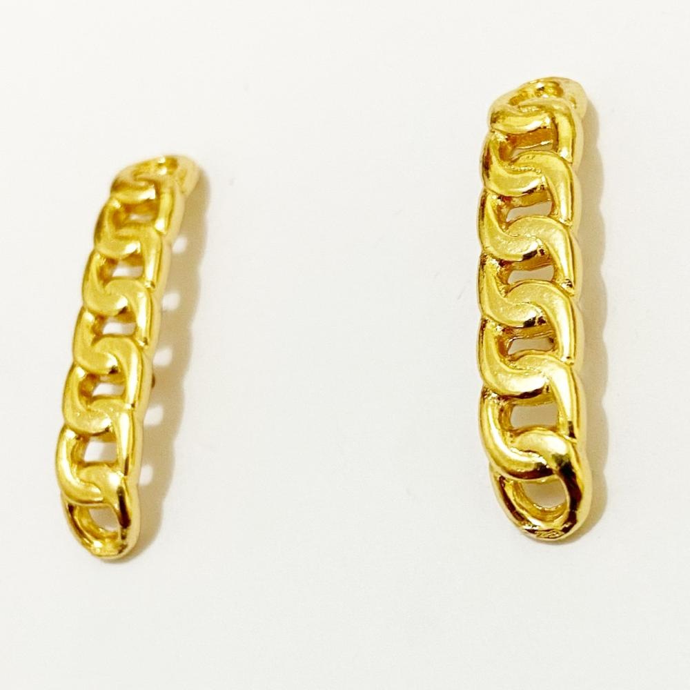 Brinco earhook de elos folheado a ouro 18k