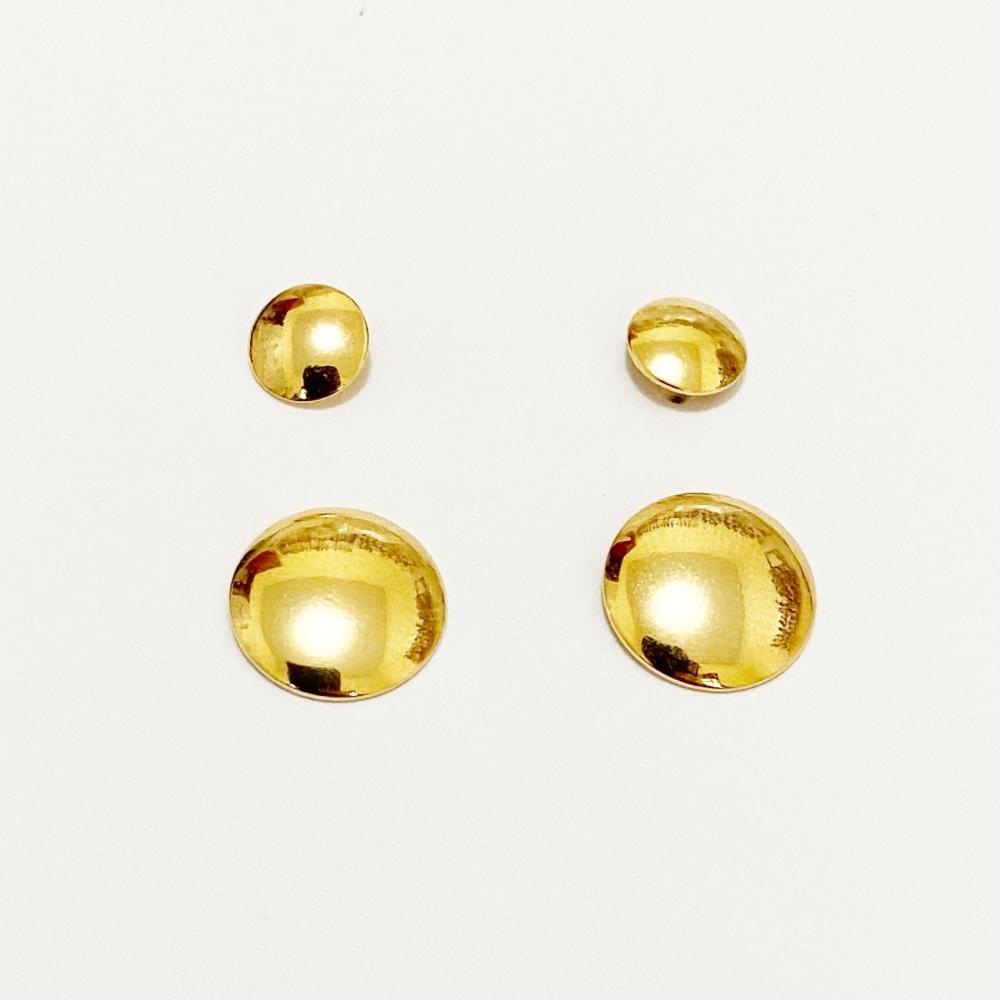 Brinco dueto redondo liso folheado a ouro 18k