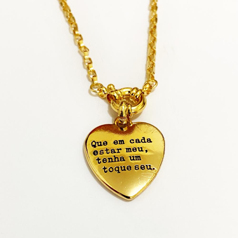 Colar com fecho de boia e pingente de coração de digital folheado a ouro 18k