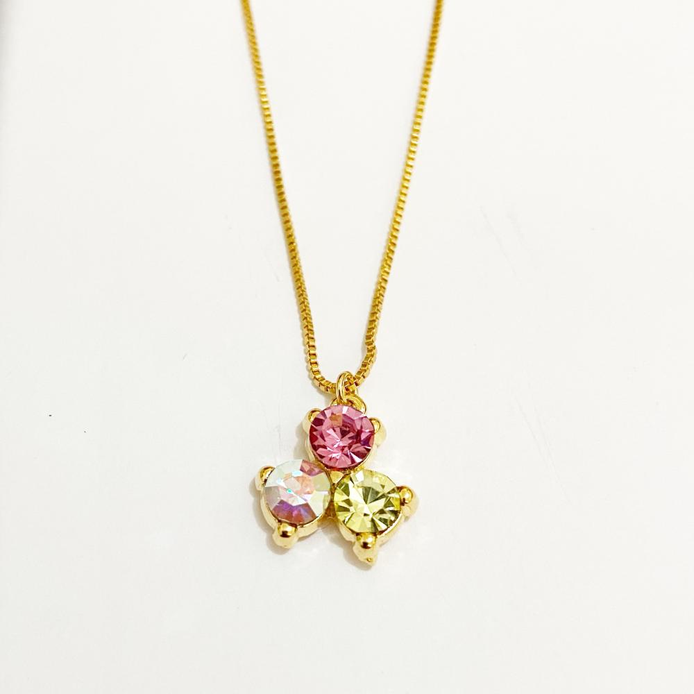Colar infantil com pingente de strass folheado a ouro 18k