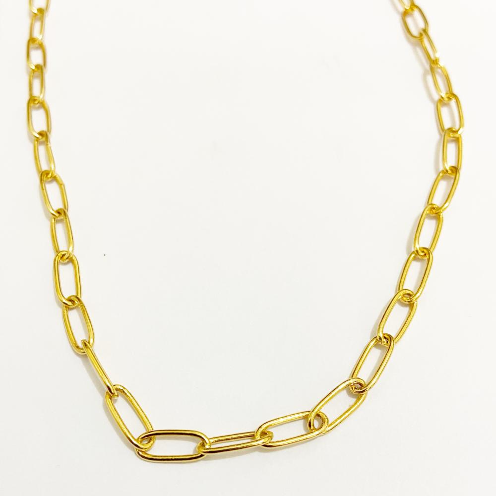 Corrente de elo cartier pequeno folheado a ouro 18k 