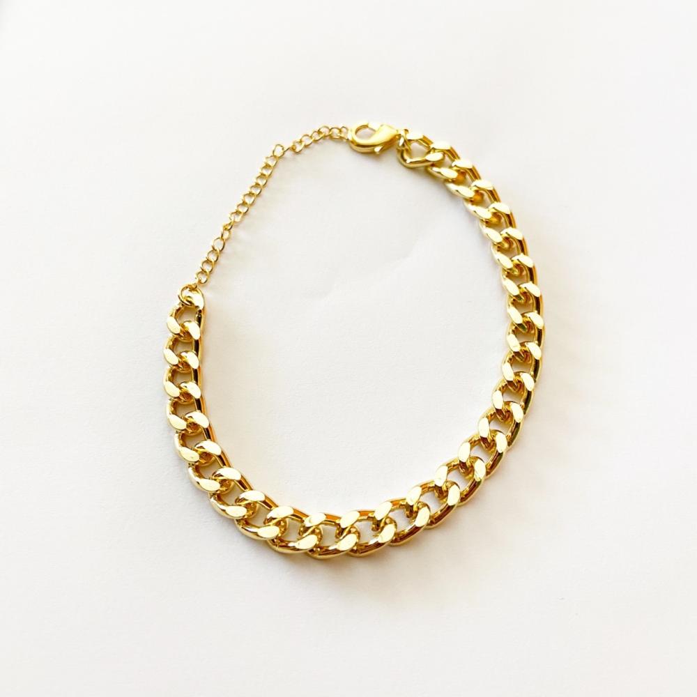 Pulseira de elos diamantado folheado a ouro 18k