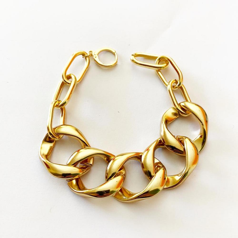 Pulseira de elos grandes folheada a ouro 18k