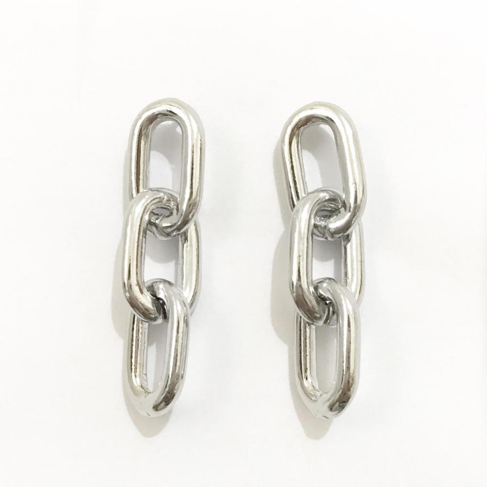  Brinco de elo cartier folheado a ródio branco prata