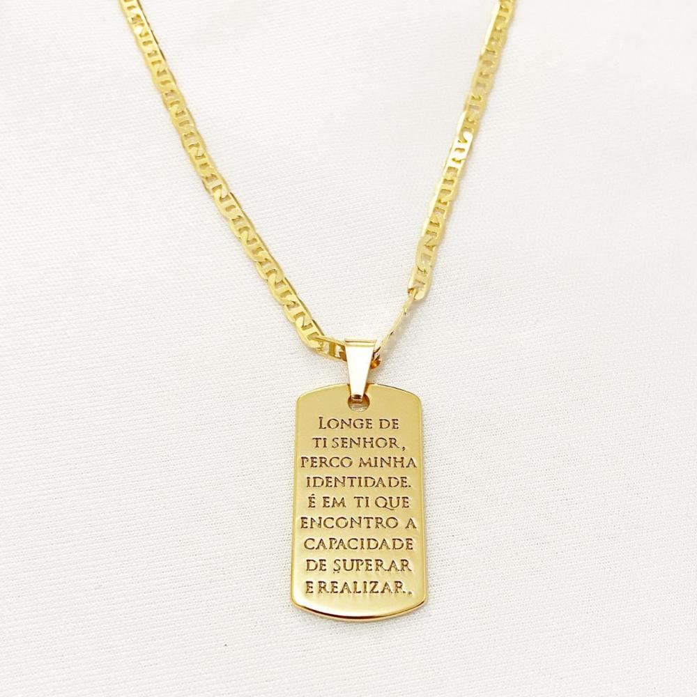 Colar masculino com corrente  italiana chapada com pingente folheado a ouro 18k