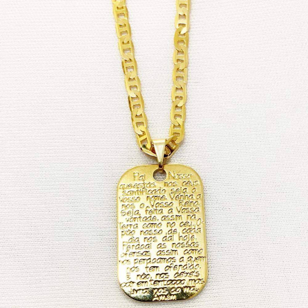 Colar masculino com corrente italiana chapada com pingente folheado a ouro 18k