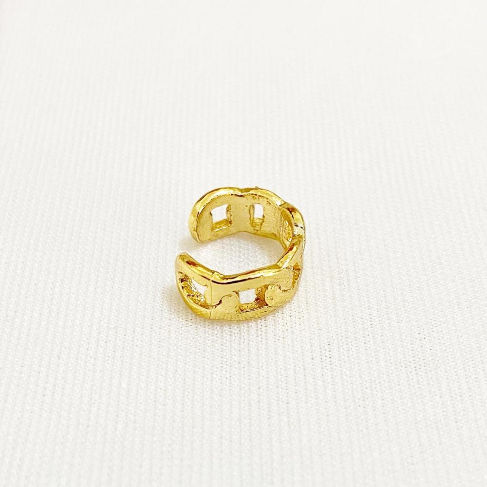  Piercing fake pequeno com elo italiano chapado folheado a ouro 18k 