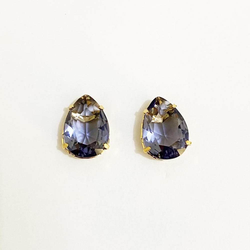 Brinco de gota no roxo folheado a ouro 18k 