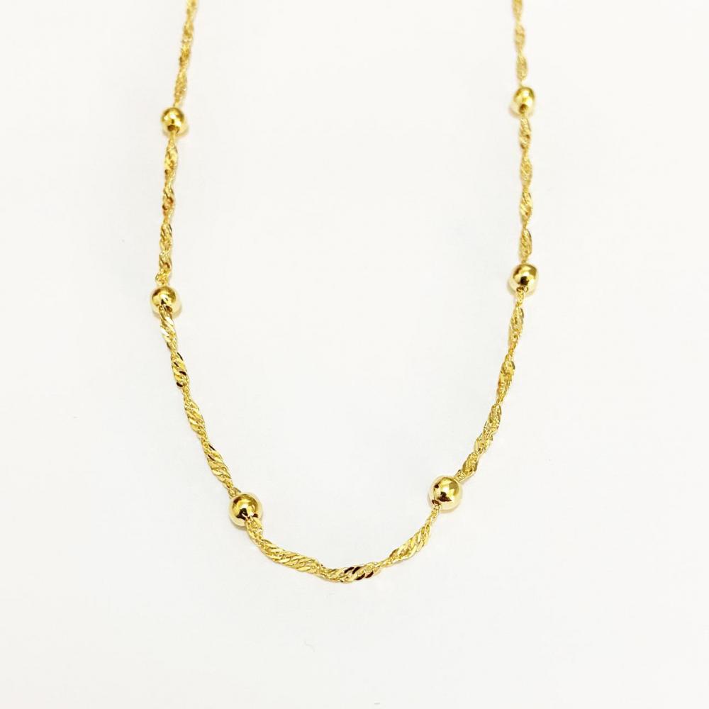 Choker minimalista com micros bolinhas folheado a ouro 18k 