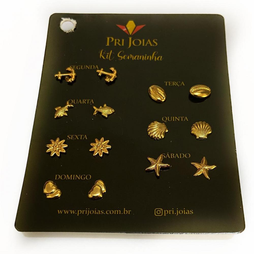 Kit de brincos semaninha folheada a ouro 18k 