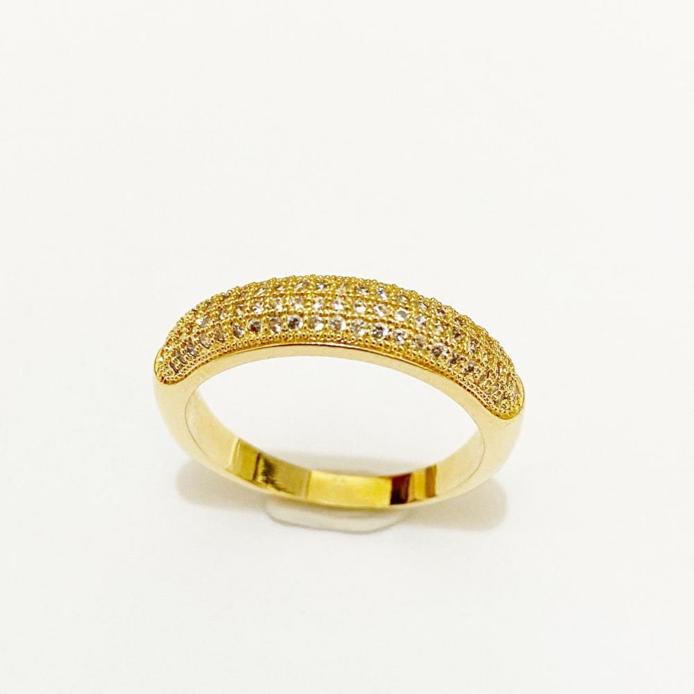 Anel aparador cravejado com zircônia folheado a ouro 18k