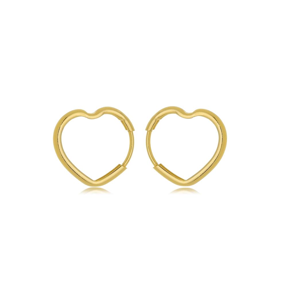 Brinco de argola PP de coração vazado folheado a ouro 18k