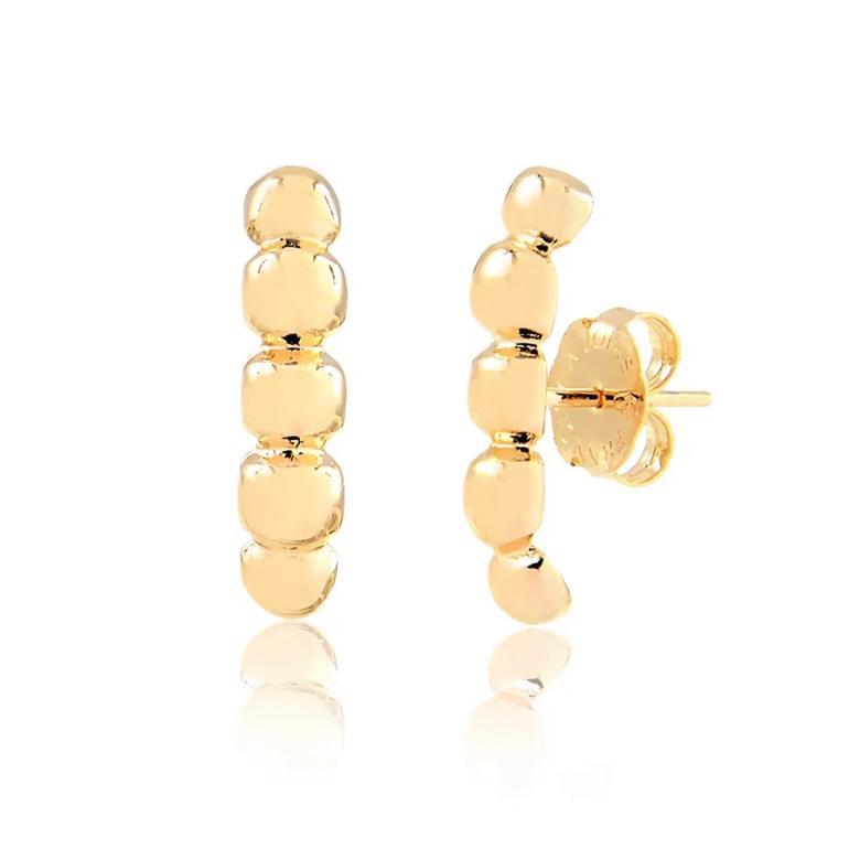 Brinco earhook Tassia de bolinhas folheado a ouro 18k