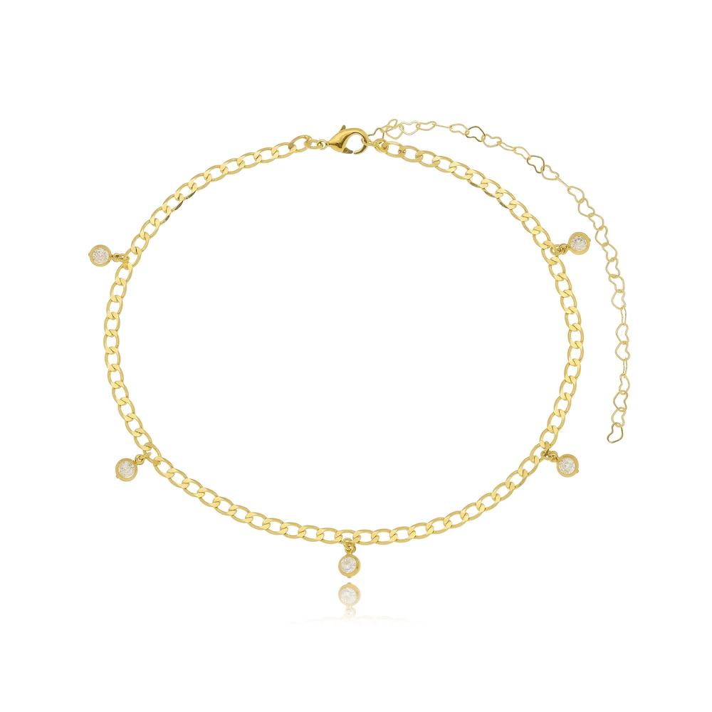 Choker com corrente grumet com pingentes de pontos de luz folheado a ouro 18k